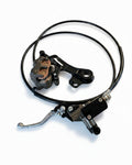 Surron Ultra Bee hydraulic rear brake kit — caliper, master cylinder, lever, and brake line on marble