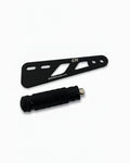ETM RTR ShiftLock black — bracket, foot peg, and hardware flat lay — ER Moto

