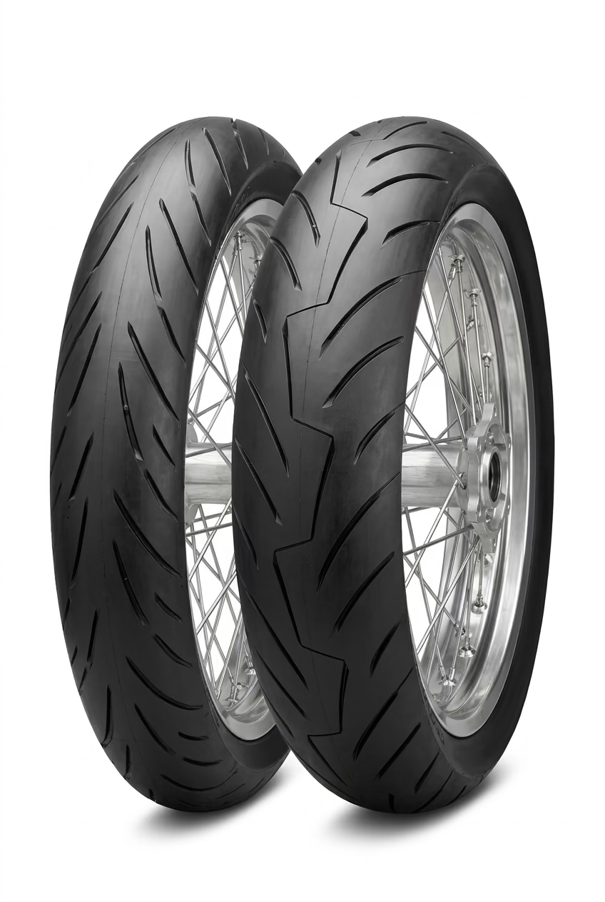 Close-up of CST street tire tread on 17" Supermoto wheel for Surron Ultra Bee
