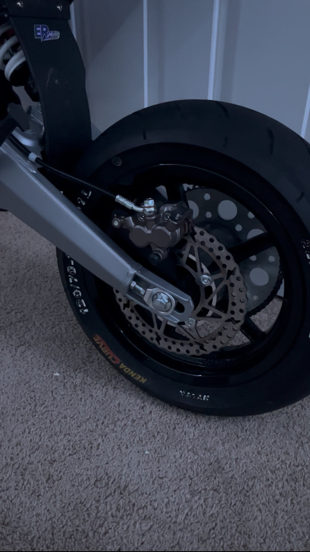 ER Moto ETM RTR Ultra Bee rear brake kit installed on ETM RTR
